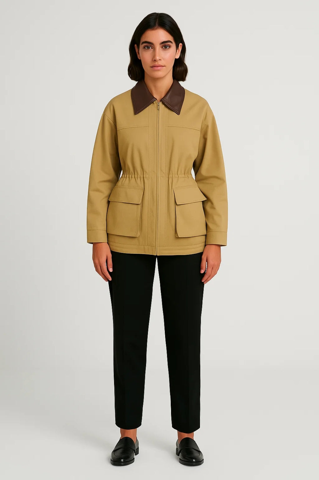 Dames Barn Jacket – Tijdloze jas met moderne kraag en zakken