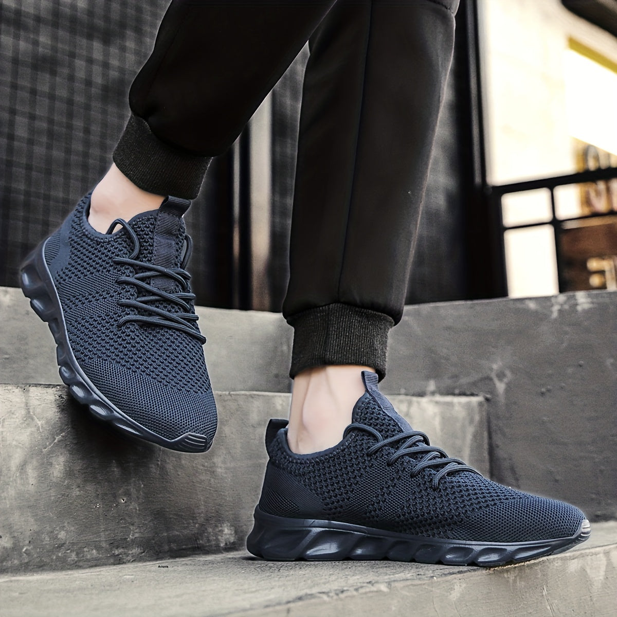 Lichte, ademende heren hardloopschoenen met antislip zool