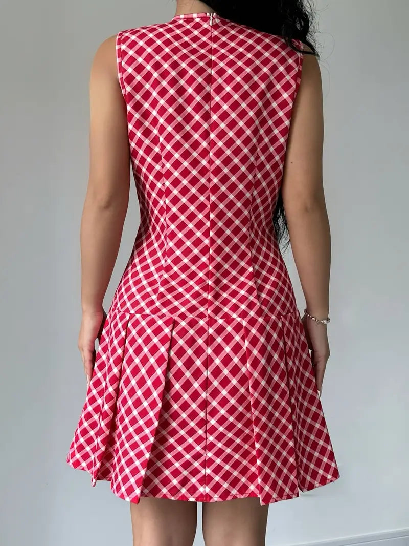 Mode Outlet | Stijlvolle Mouwloze Jurk met Plooien – Tijdloze Elegantie
