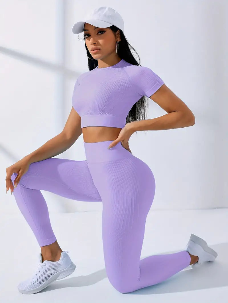Dames Gymset met Cropped Top en High-Waist Legging