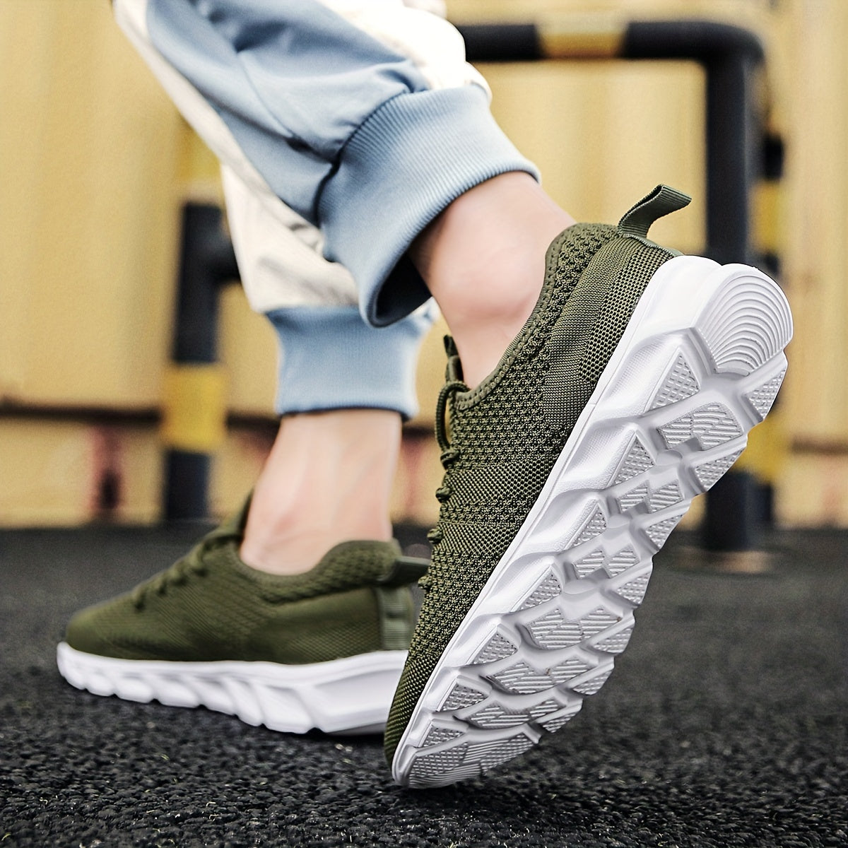Lichte, ademende heren hardloopschoenen met antislip zool