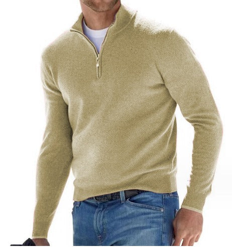 Heren Pullover met Halve Rits | Warme Stijlvolle Trui met Lange Mouwen