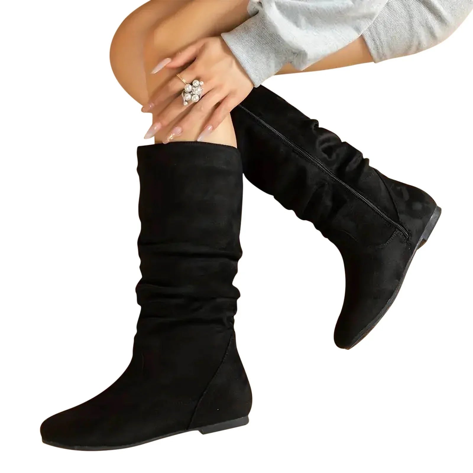 Elara | Hoge Dameslaarzen met Platte Zool – Elegant, Tijdloos & Comfortabel