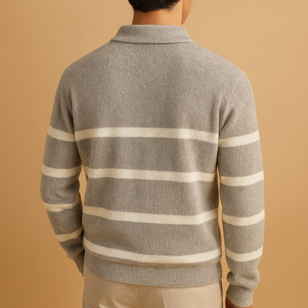 Heren zip trui | Gestreept design met halve rits en moderne pasvorm