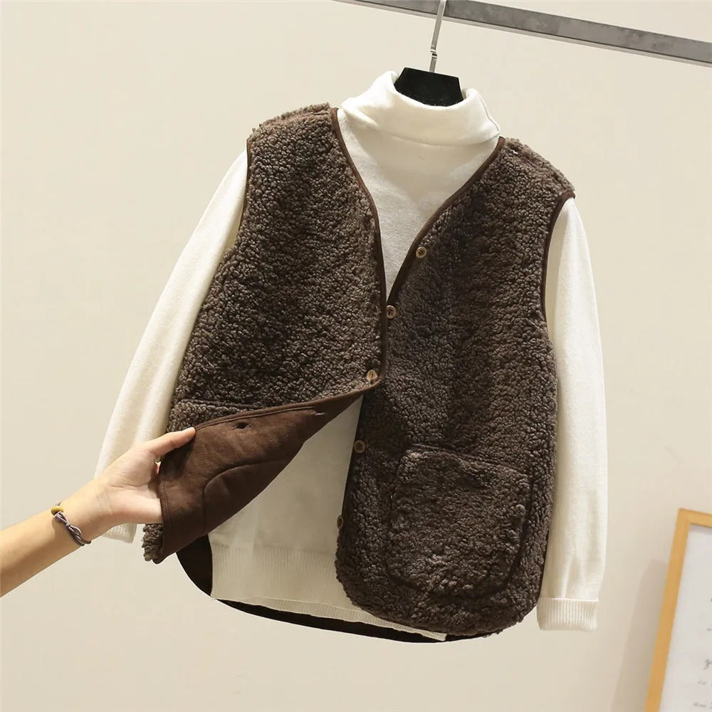 Dames Teddy Gilet – Met Knoopsluiting en Relaxed Pasvorm
