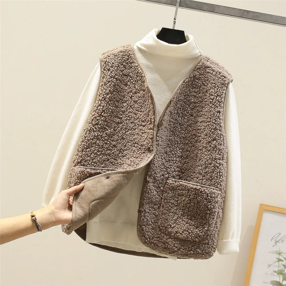 Dames Teddy Gilet – Met Knoopsluiting en Relaxed Pasvorm