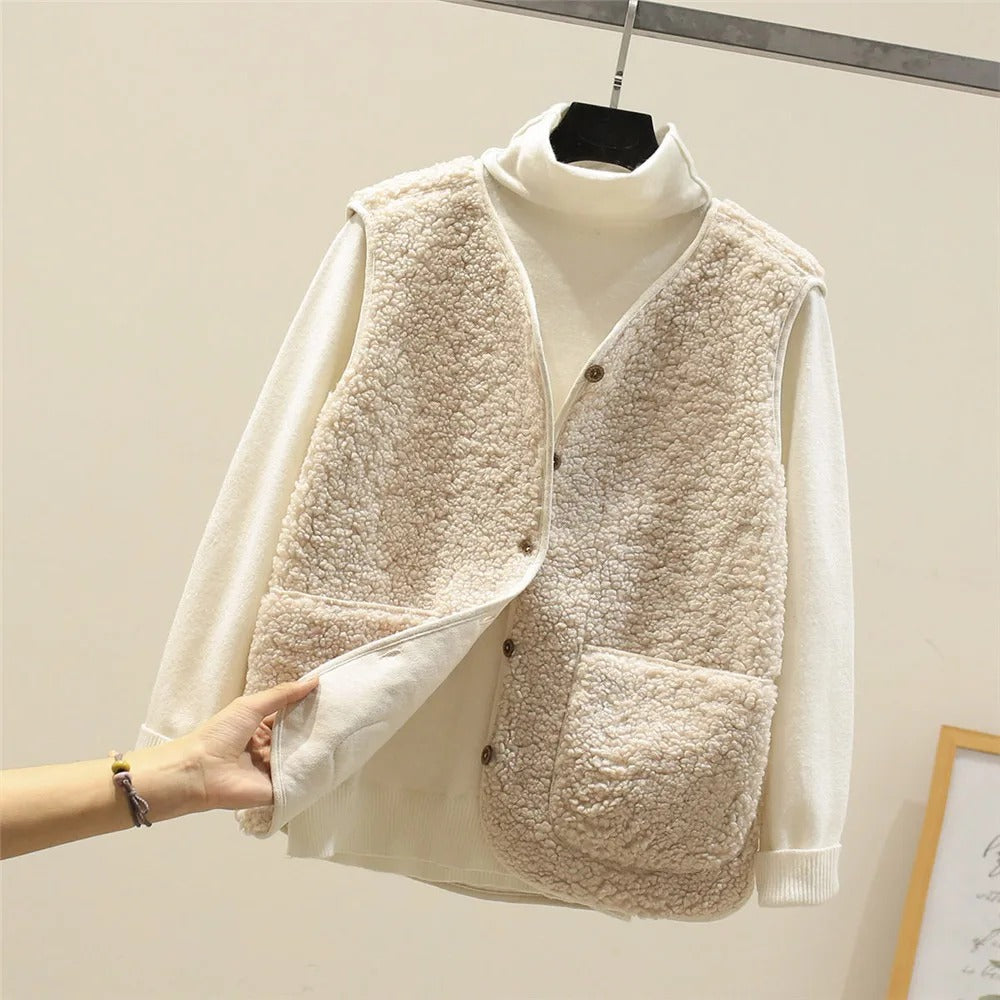 Dames Teddy Gilet – Met Knoopsluiting en Relaxed Pasvorm