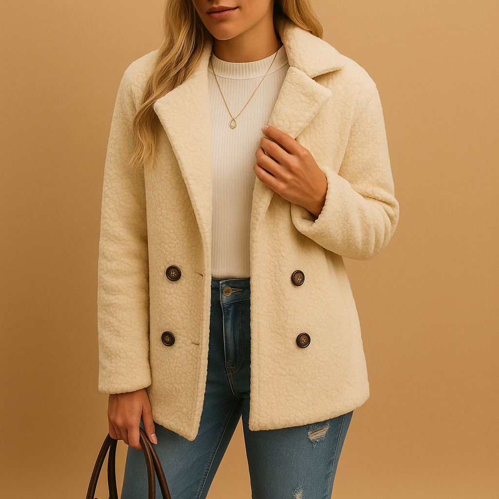 Korte winterjas dames – Elegante dames jas met knopen en getailleerde pasvorm