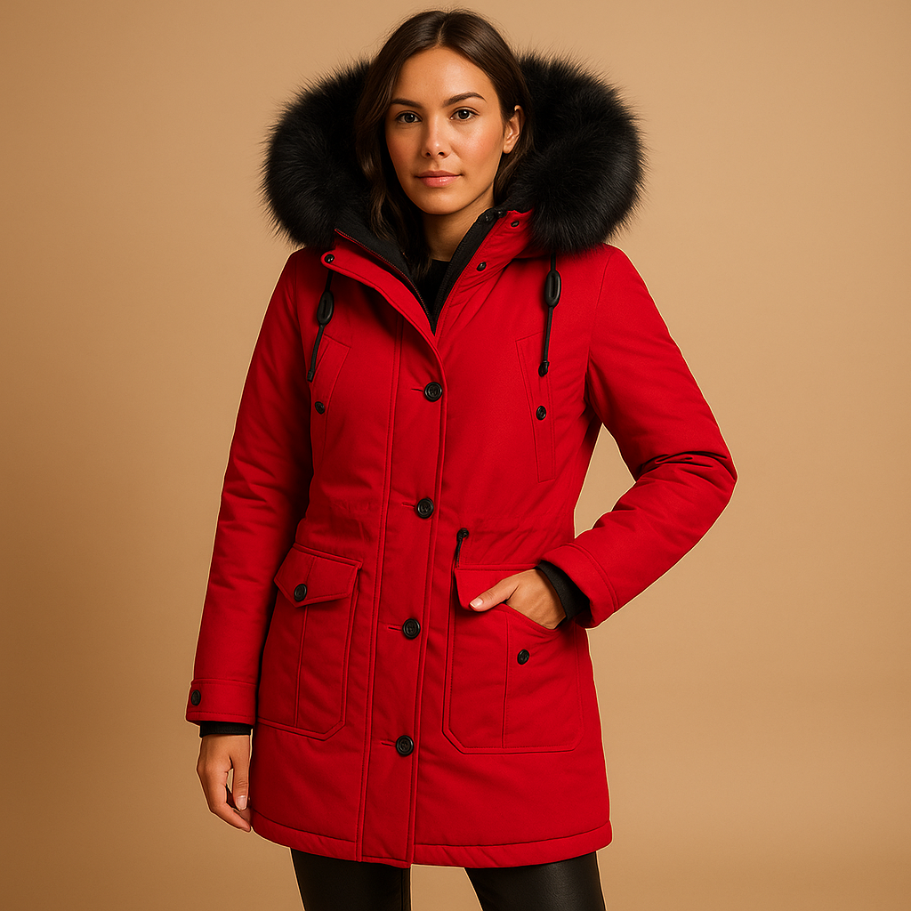 Winterjas dames – Lange waterdichte jas met bontkraag en warme voering