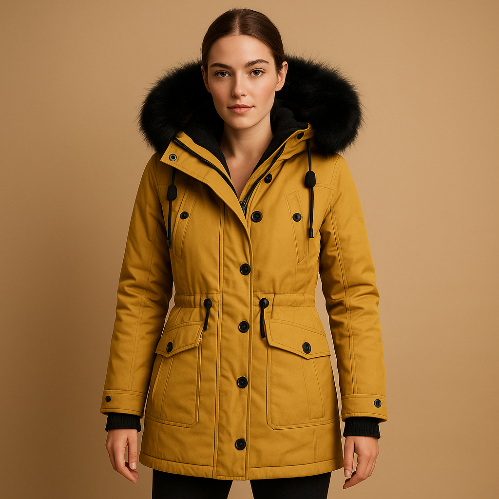 Winterjas dames – Lange waterdichte jas met bontkraag en warme voering
