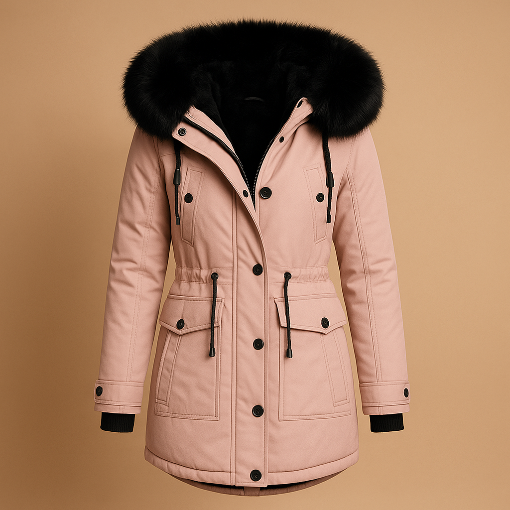 Winterjas dames – Lange waterdichte jas met bontkraag en warme voering
