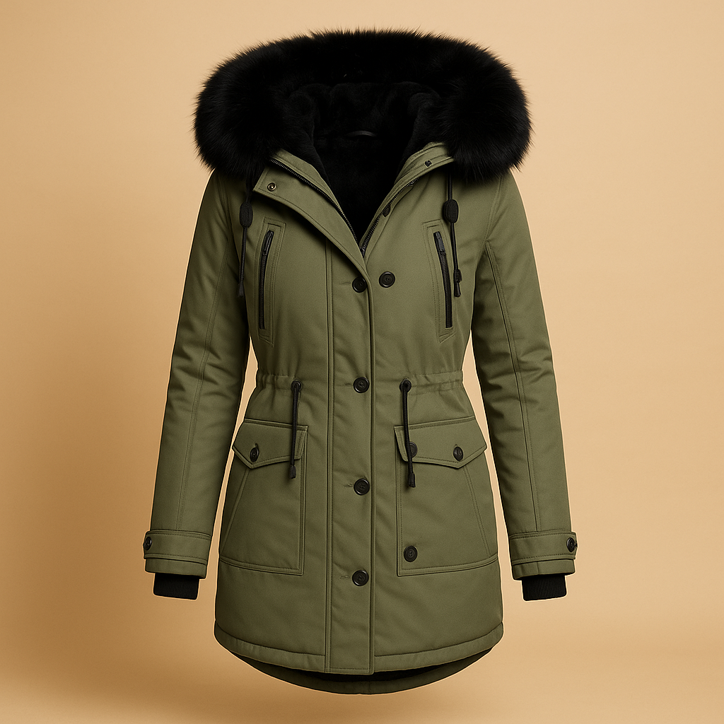 Winterjas dames – Lange waterdichte jas met bontkraag en warme voering