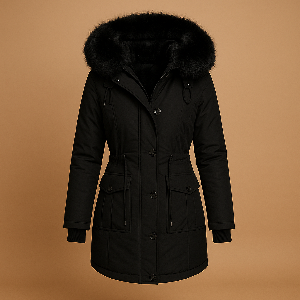 Winterjas dames – Lange waterdichte jas met bontkraag en warme voering
