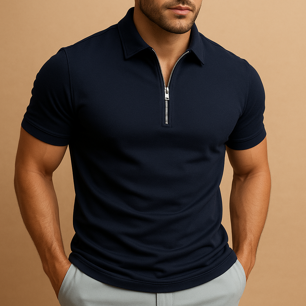 Moderne Herenpolo met Ritssluiting en Slim Fit Pasvorm