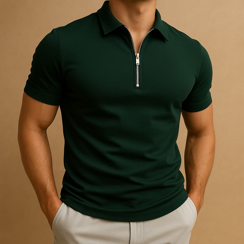 Moderne Herenpolo met Ritssluiting en Slim Fit Pasvorm