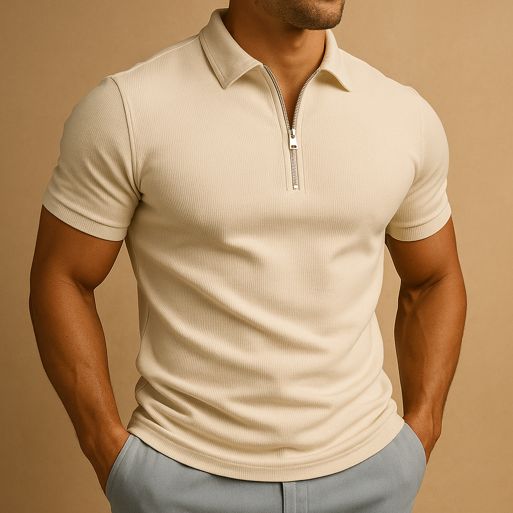 Moderne Herenpolo met Ritssluiting en Slim Fit Pasvorm