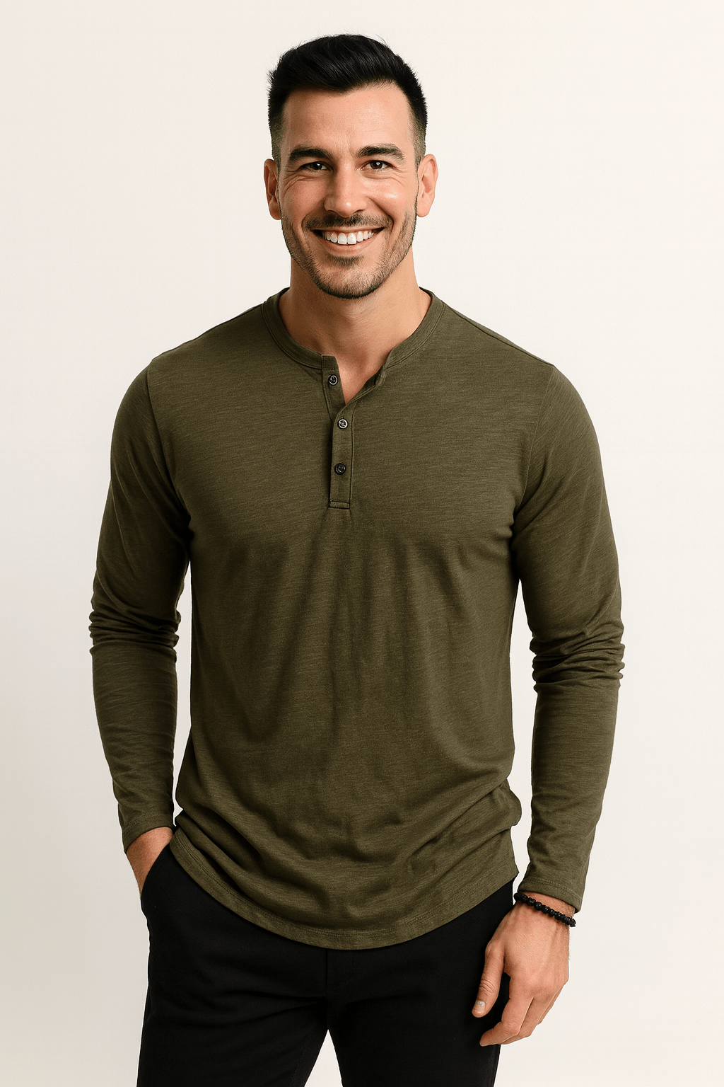 Heren Henley-shirt met lange mouwen – Tijdloos en comfortabel