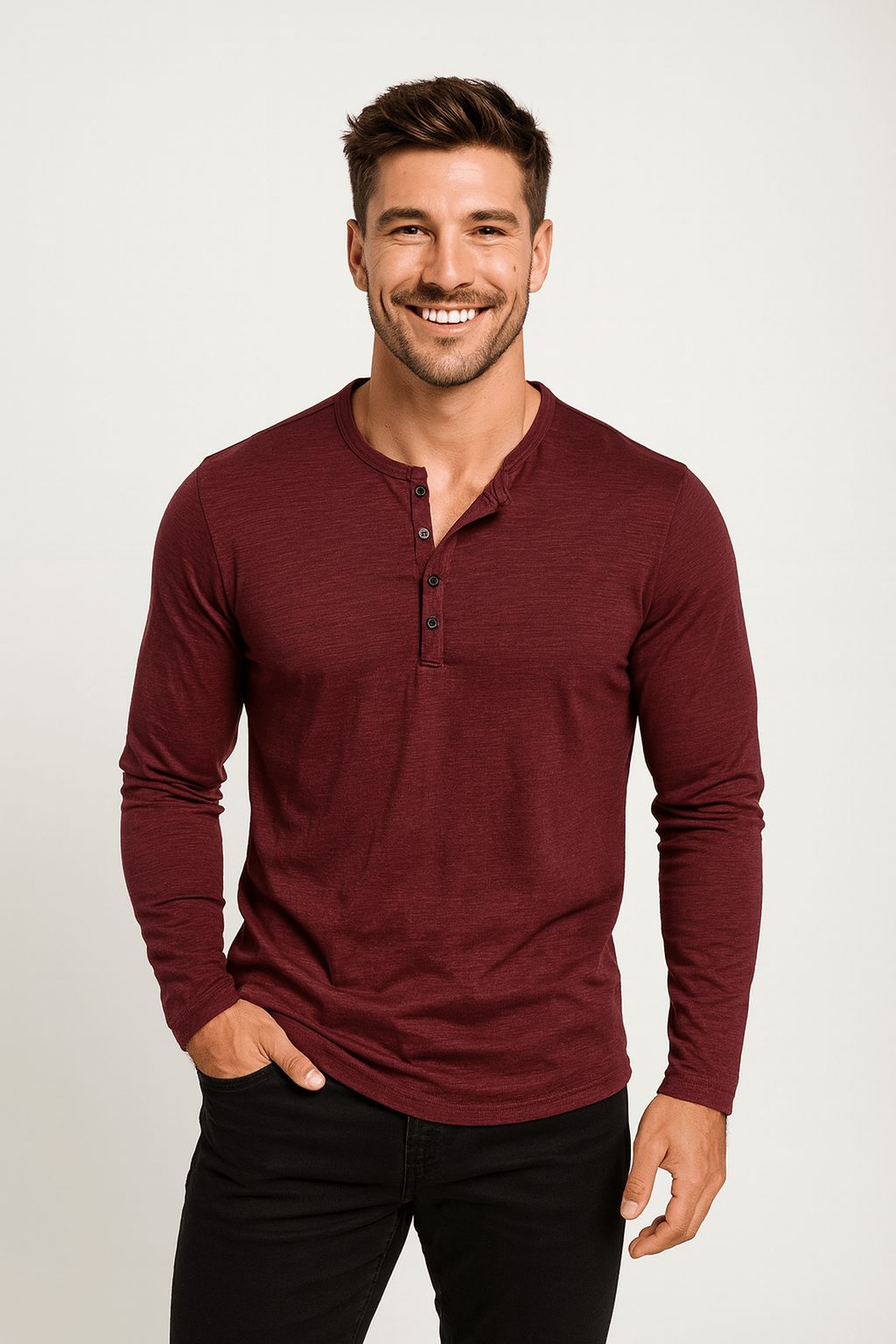 Heren Henley-shirt met lange mouwen – Tijdloos en comfortabel