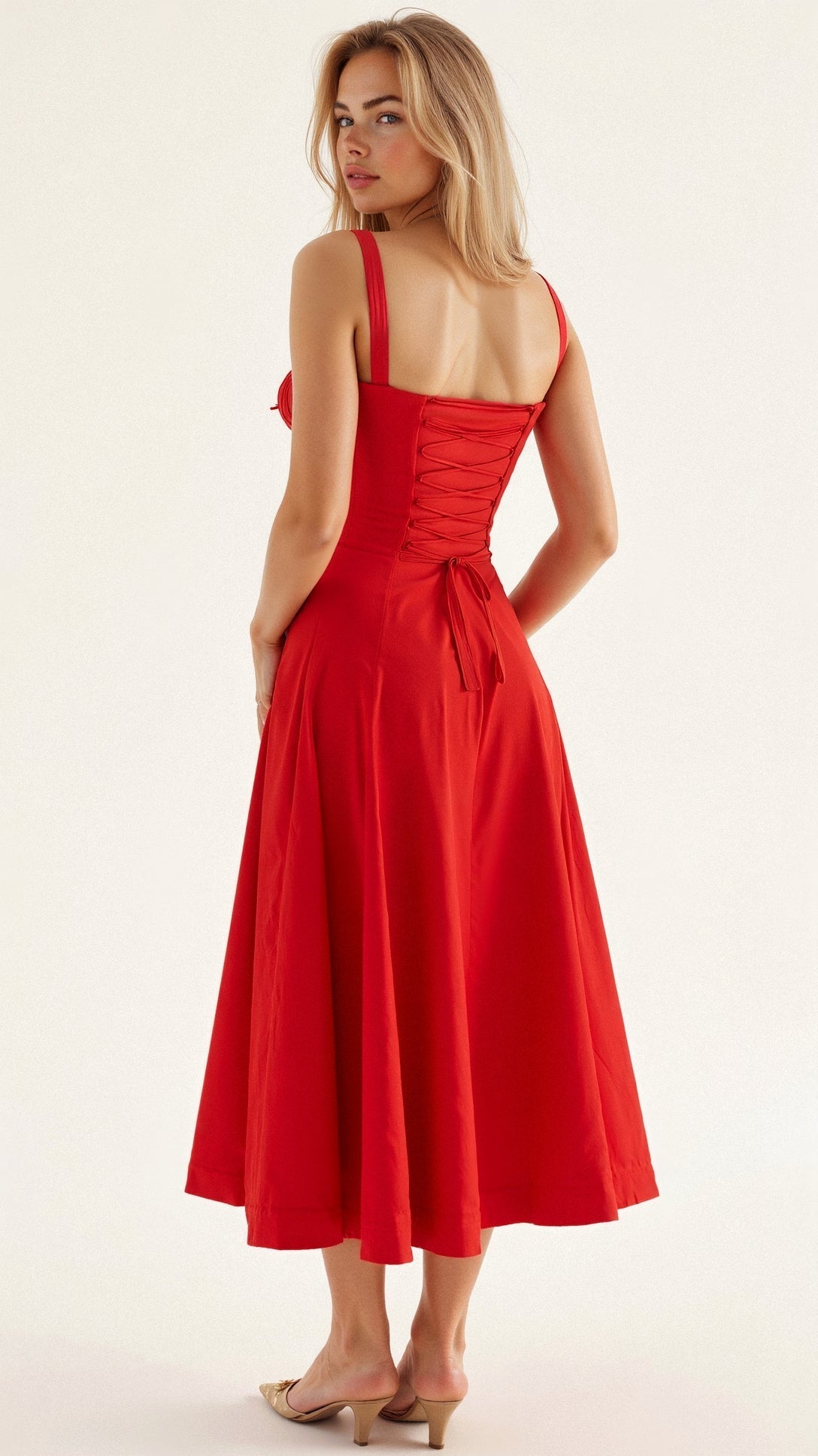 De Mode Outlet | Elodie Midikleed met Corsetdetails
