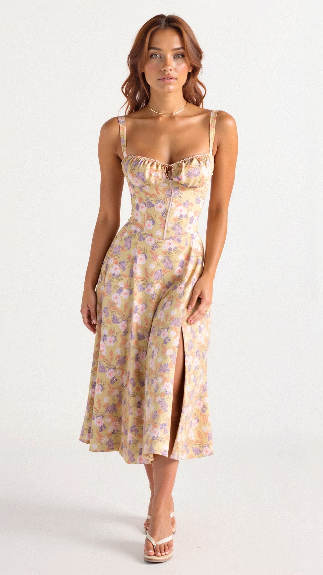 De Mode Outlet | Elodie Midikleed met Corsetdetails