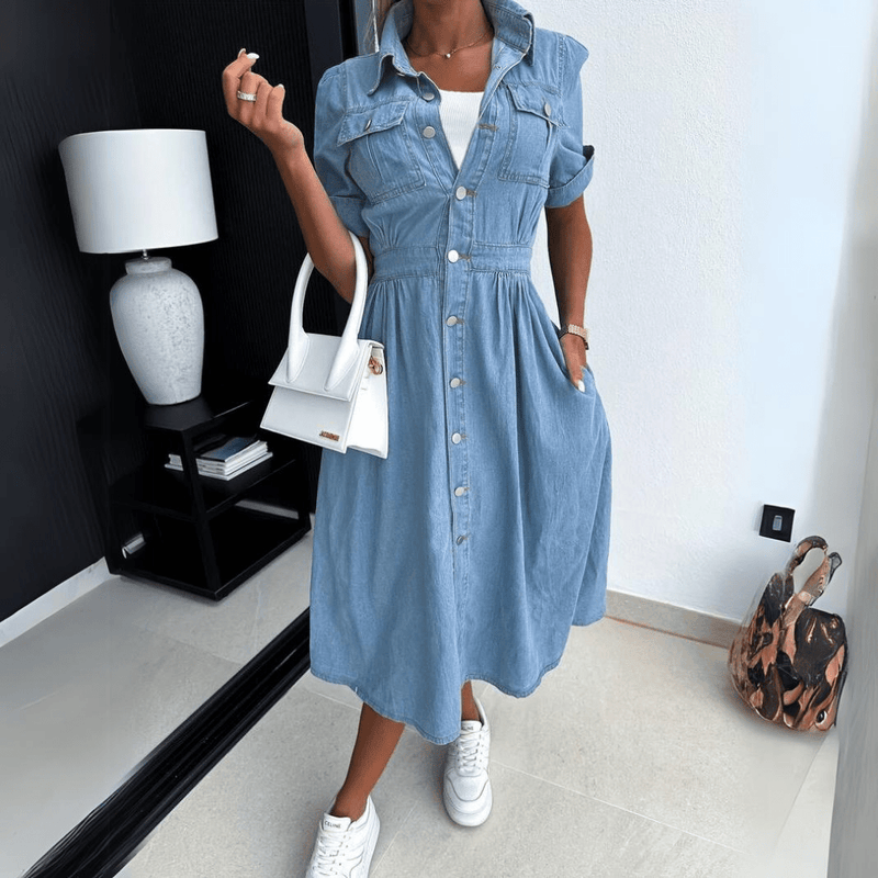 Denim Midi Jurk voor Dames
