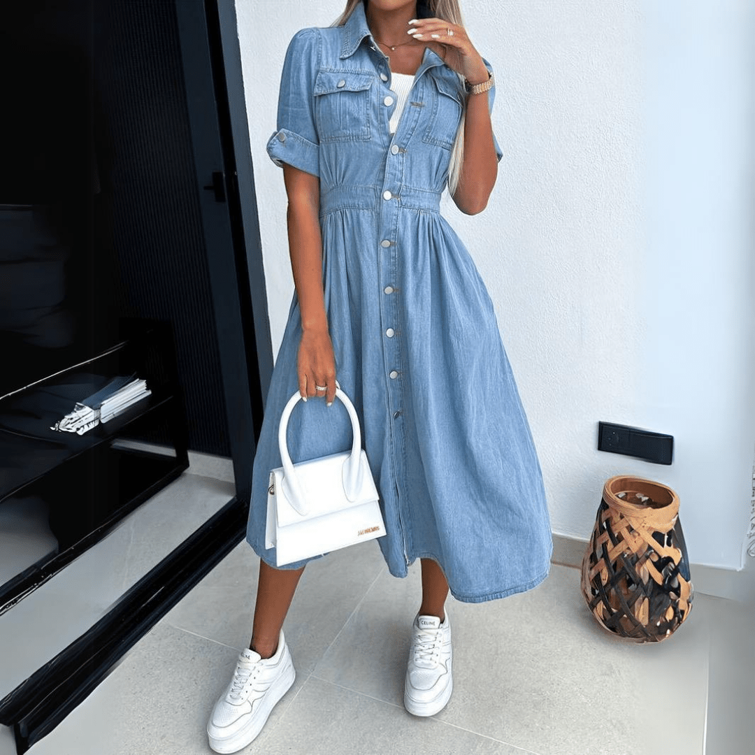 Denim Midi Jurk voor Dames
