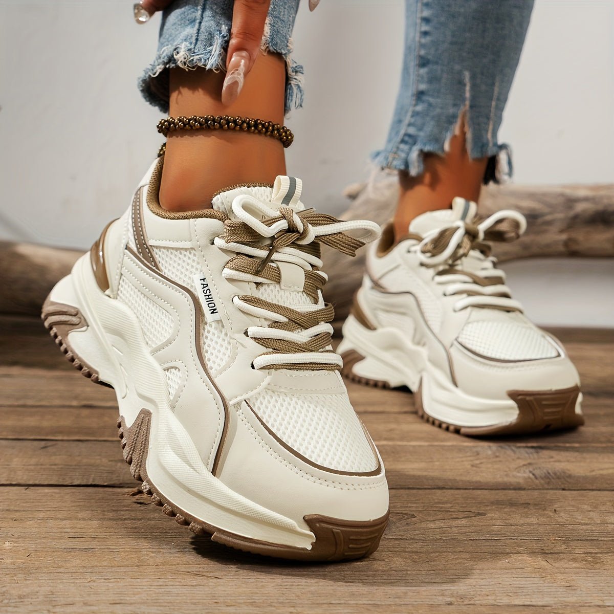 Dames sneakers met chunky zool