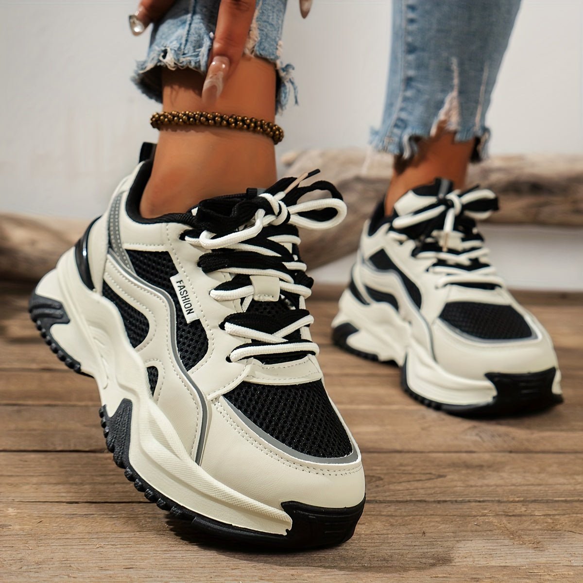 Dames sneakers met chunky zool