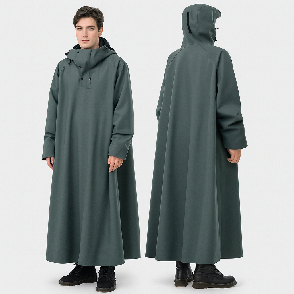 Lange Regenponcho met Waterafstotende Bescherming en Uniseks Ontwerp