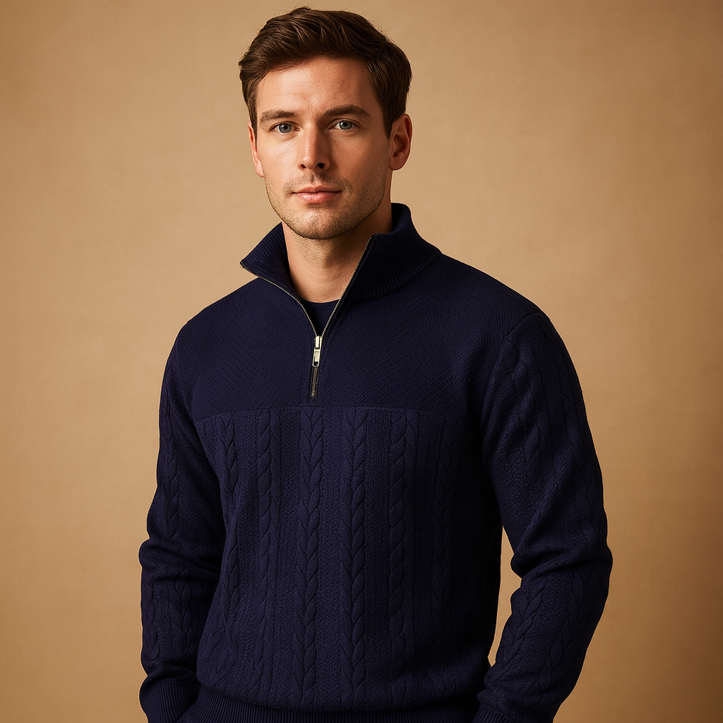 Pullover Heren | Trui met Kwart Rits en Relaxed Fit