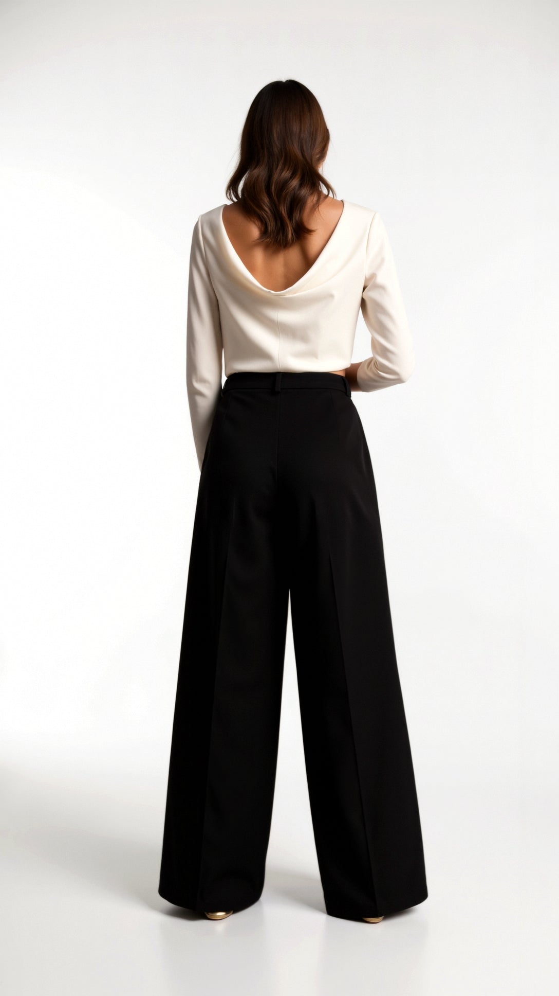 Dames wide-leg pantalon | Hoge taille met plooien en zijzakken