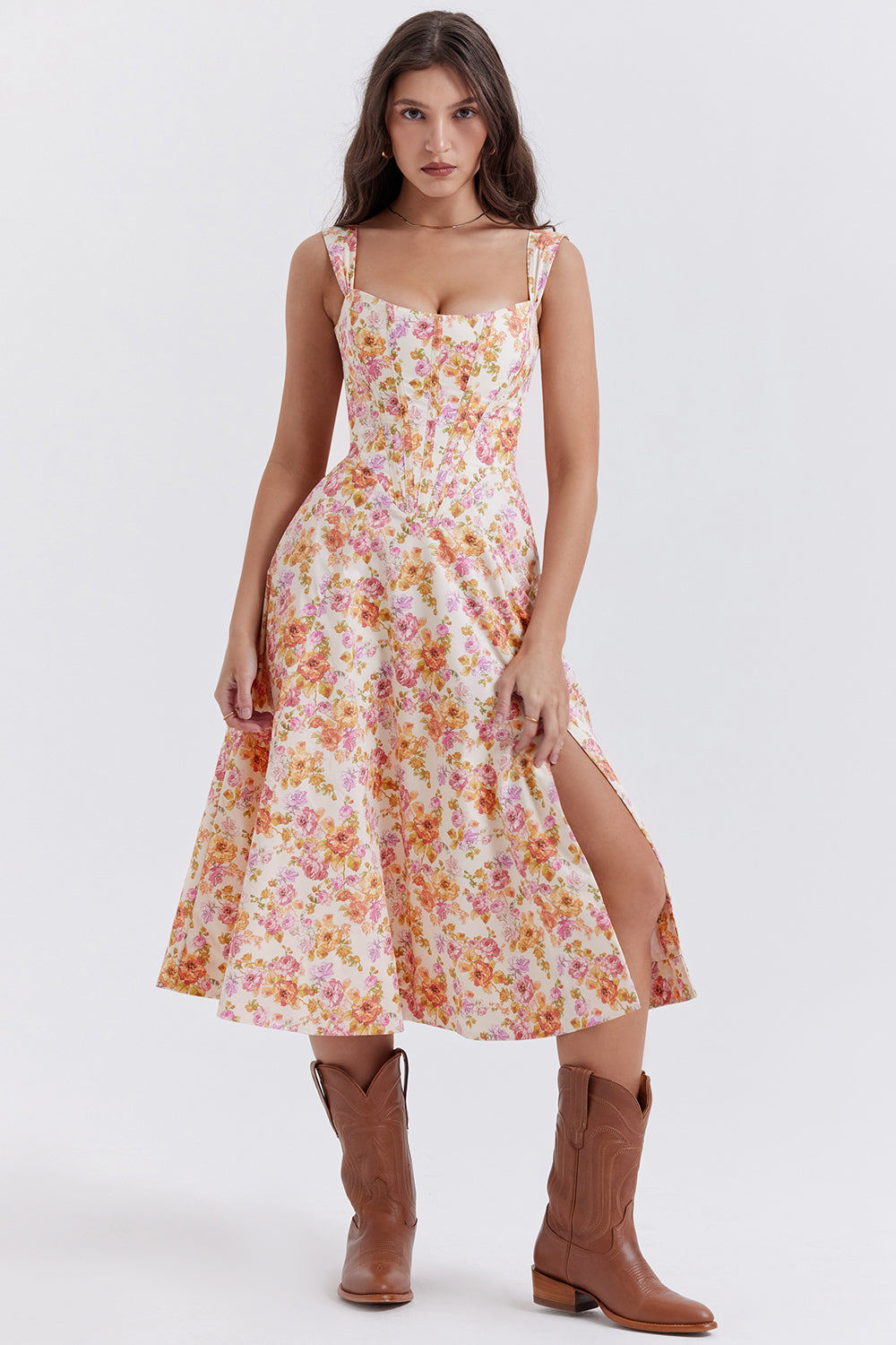 Mode Outlet | Midi Zomerjurk met Bloemenprint – Vrouwelijk & Luchtig