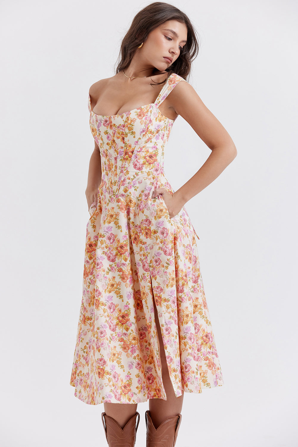 Mode Outlet | Midi Zomerjurk met Bloemenprint – Vrouwelijk & Luchtig