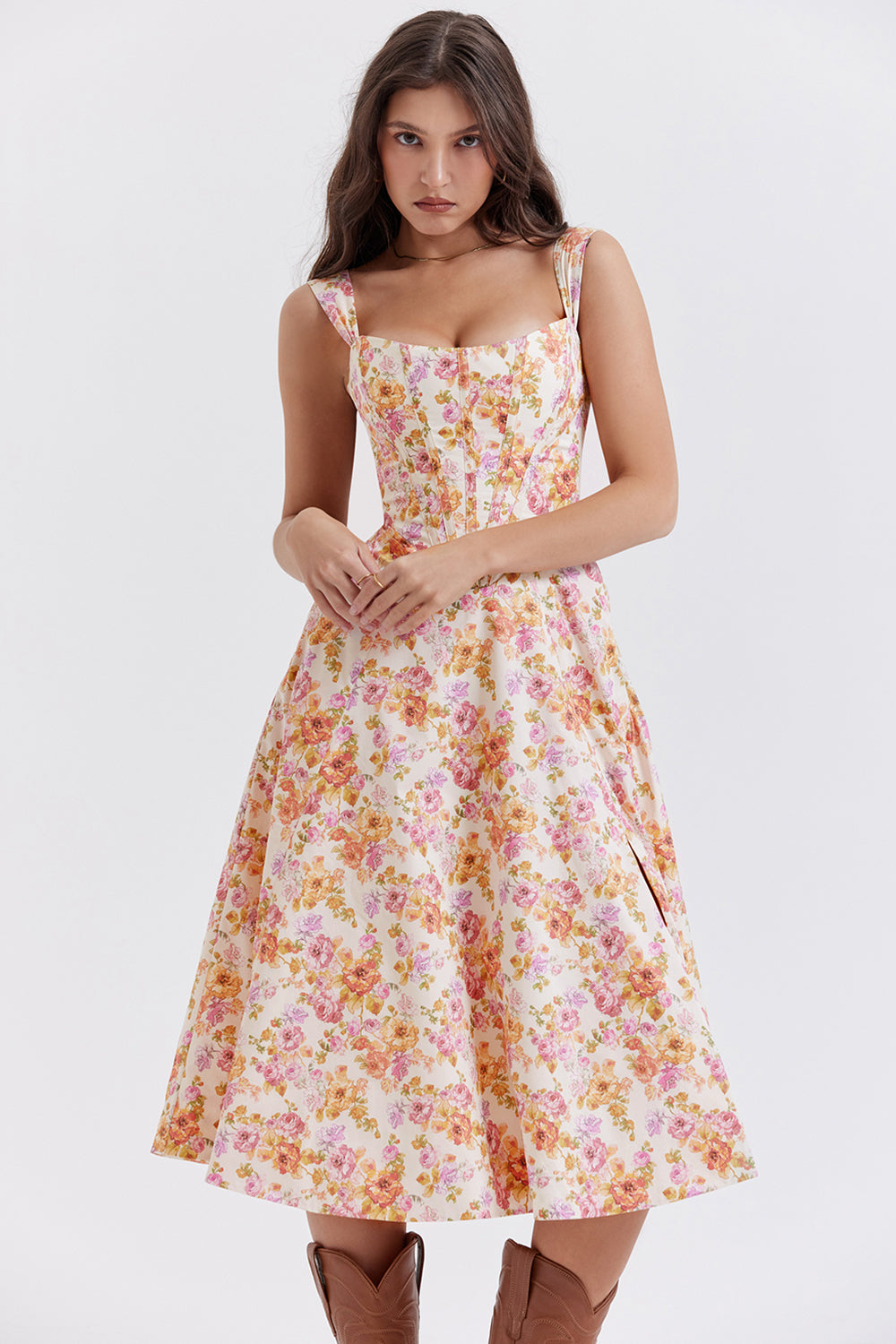 Mode Outlet | Midi Zomerjurk met Bloemenprint – Vrouwelijk & Luchtig
