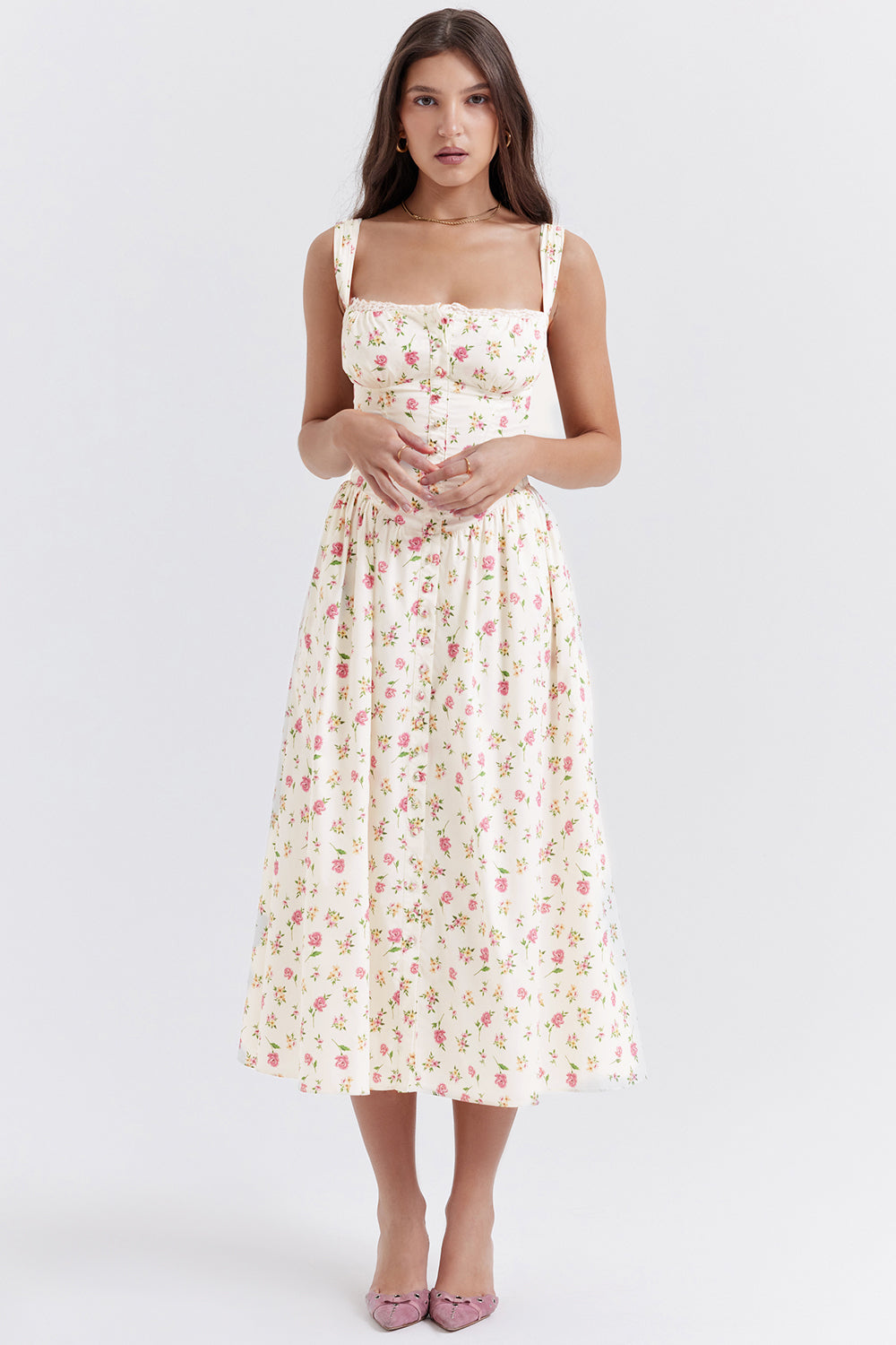 Mode Outlet | Midi Zomerjurk met Bloemenprint – Vrouwelijk & Luchtig