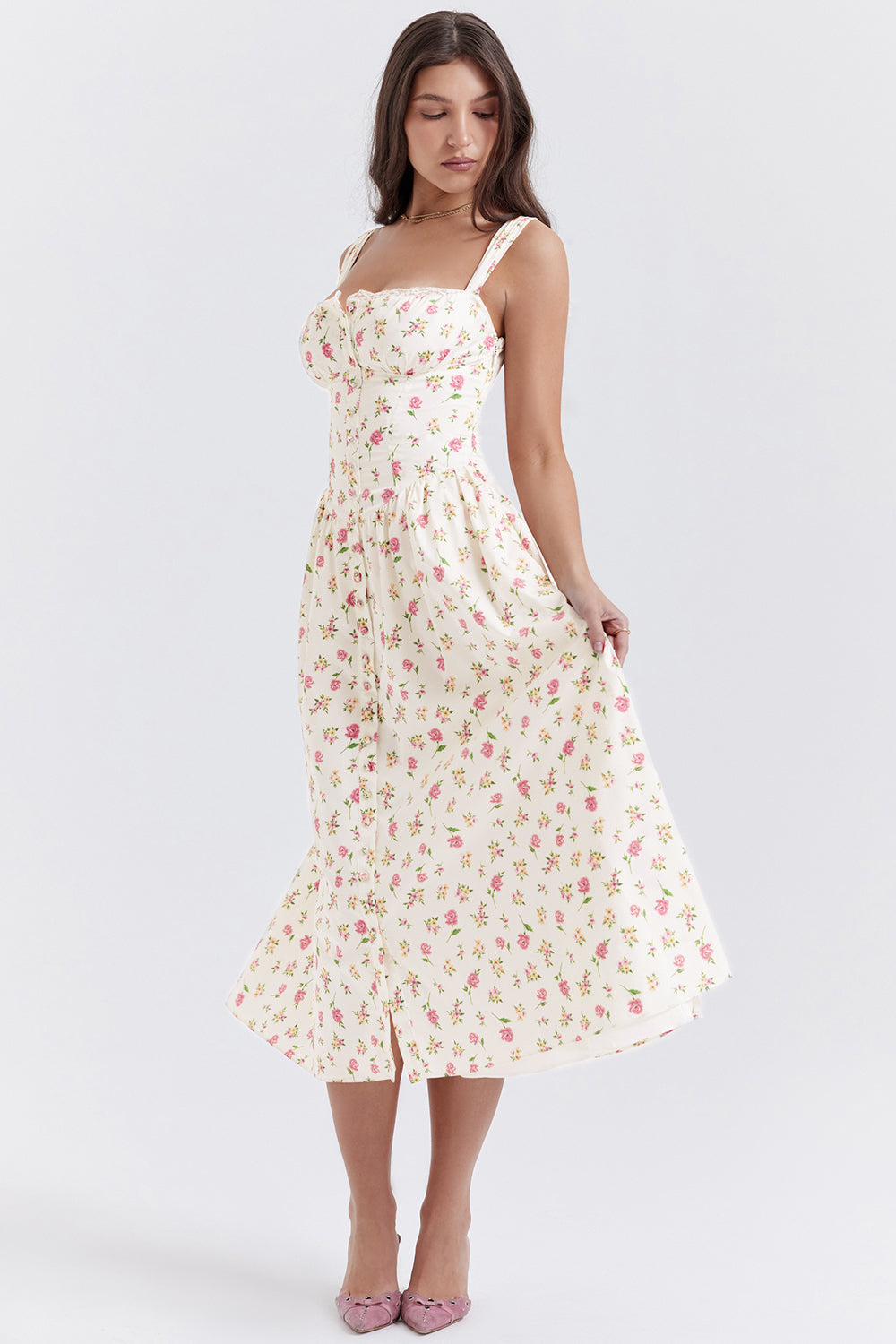 Mode Outlet | Midi Zomerjurk met Bloemenprint – Vrouwelijk & Luchtig