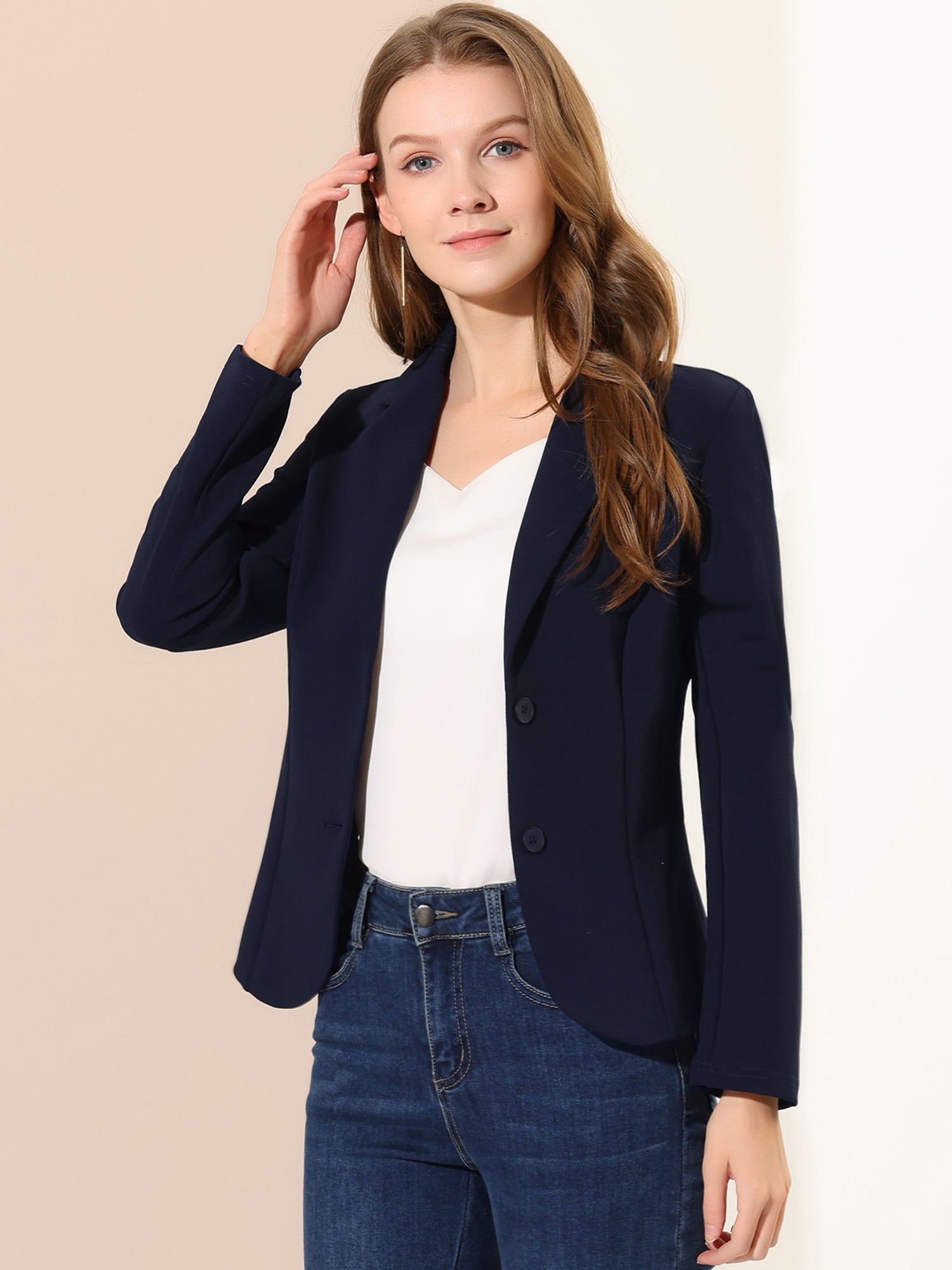 Dames Blazer | Getailleerd Colbert met Revers en Dubbele Knoopsluiting