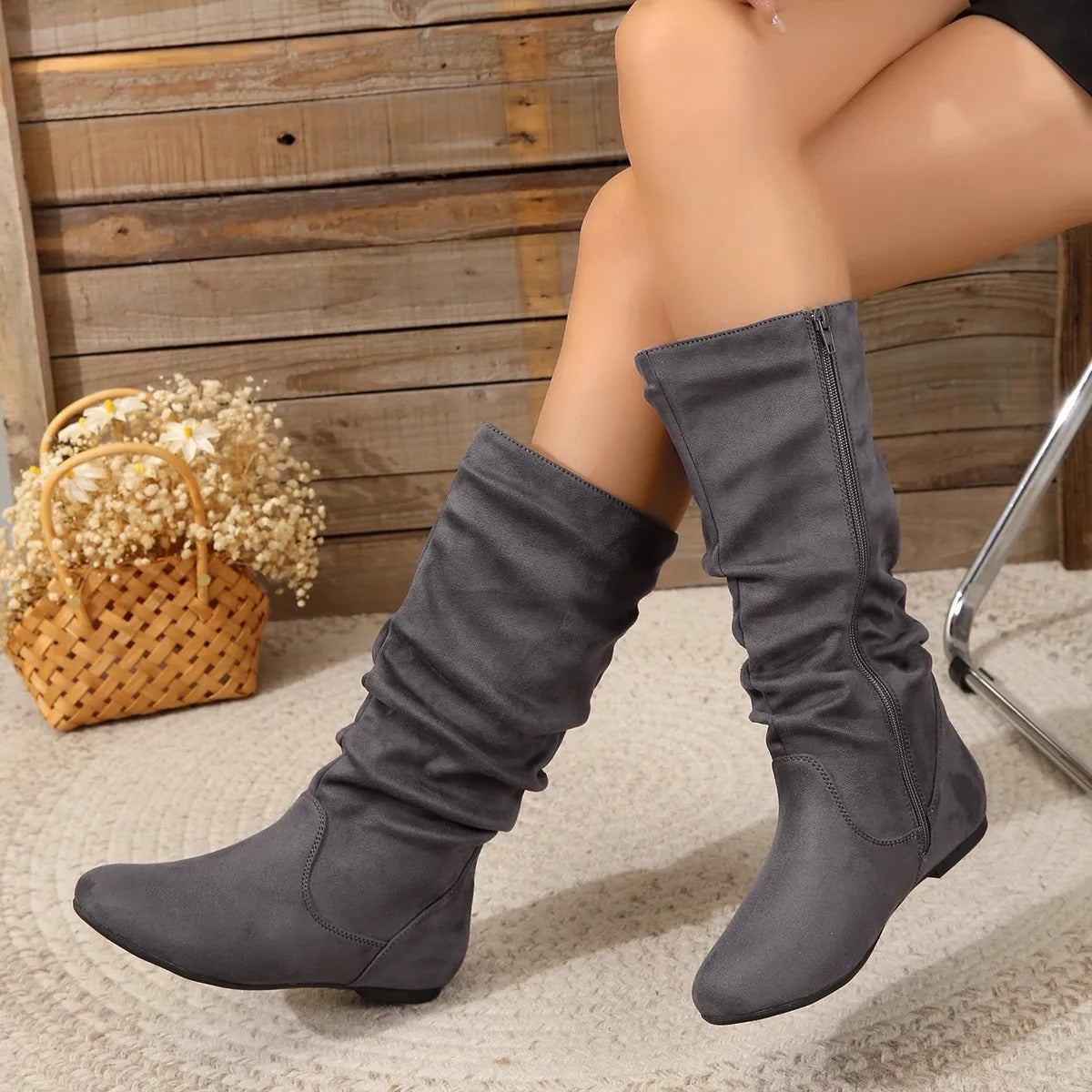 Elara | Hoge Dameslaarzen met Platte Zool – Elegant, Tijdloos & Comfortabel